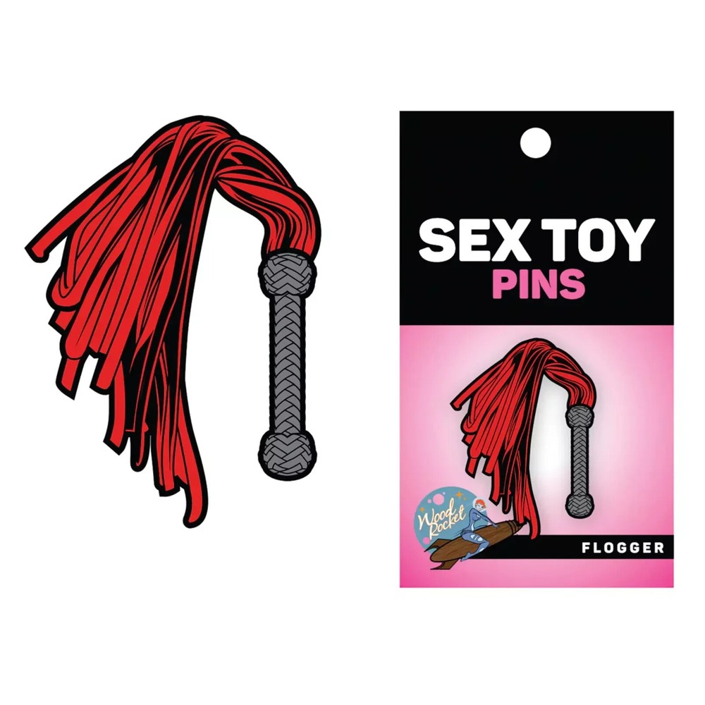 Wood Rocket Pin Unisex OS Red Whip Flogger Enamel Lapel Badge Novelty Accessory